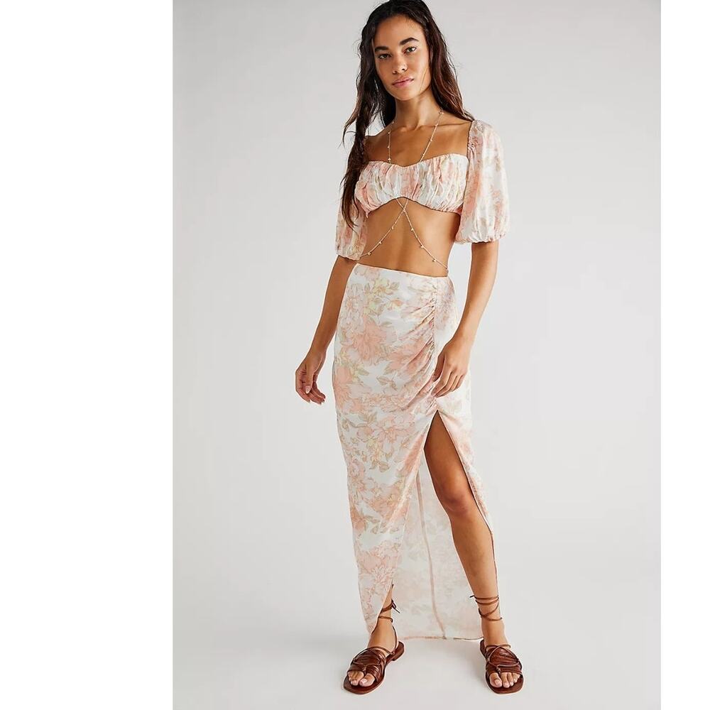 New Free People RUMER Isola Set $488 XL-US 10  Pink Floral ON/OFF THE SHOULDER